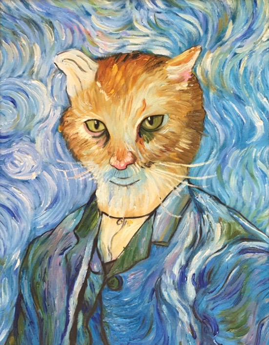 551x706 Cat Paintings Amp Cat Portraits Handmade Cat Art By Splendid Beast - Cat Painting
