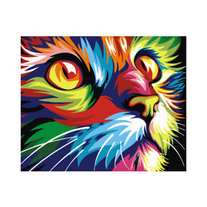 300x300 Diy Diamond Cross Stitch Embroidery Unique Colorful Cat Painting - Cat Painting Colorful