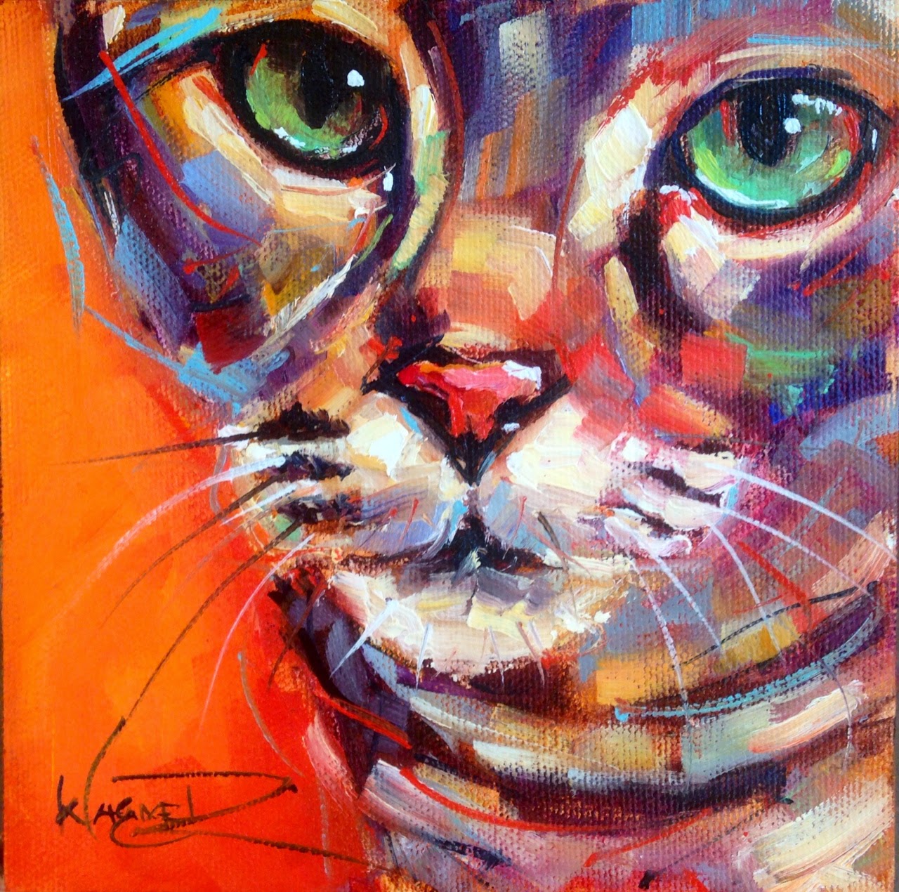 1280x1270 Olga Paints Sold - Cat Painting Colorful