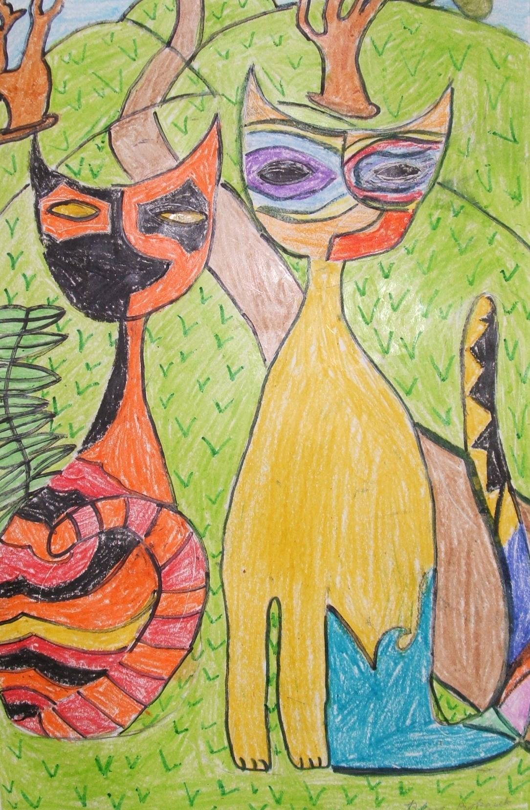 1084x1656 Cats Kids Amp Glitter - Cat Painting For Kids