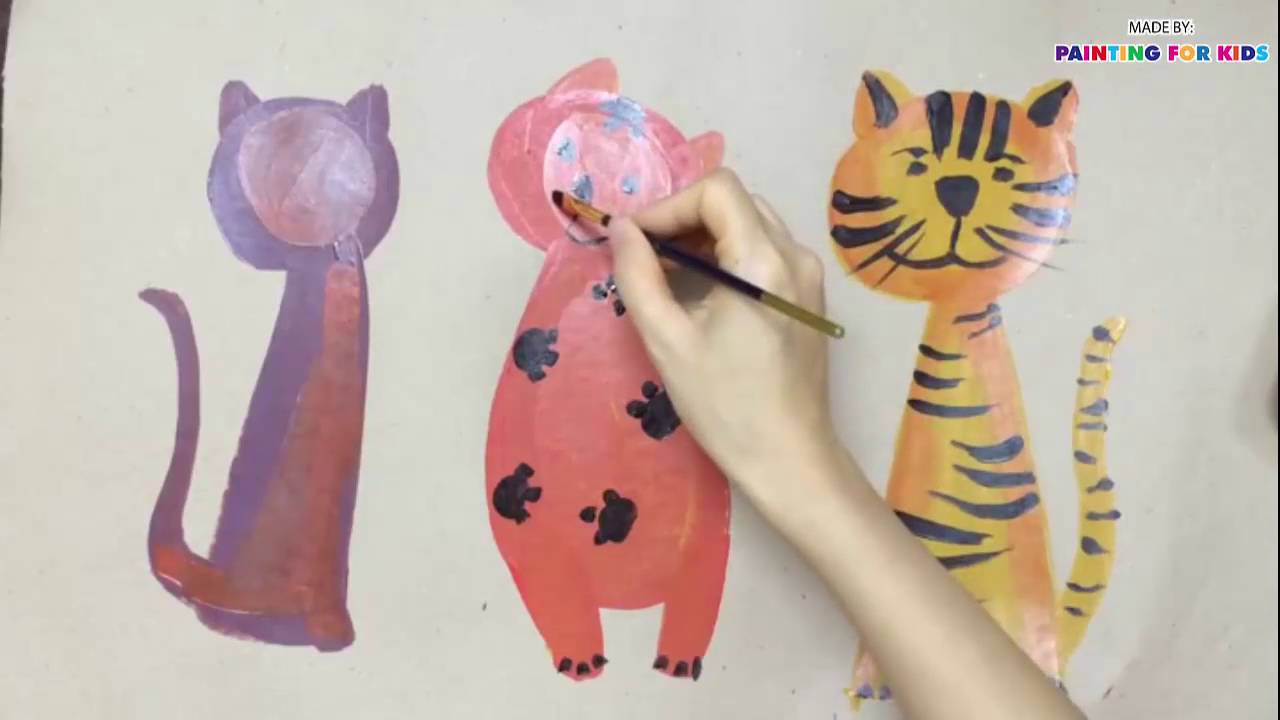 1280x720 Painting Animals For Kids How To Draw Cat Painting Cat Cat - Cat Painting For Kids