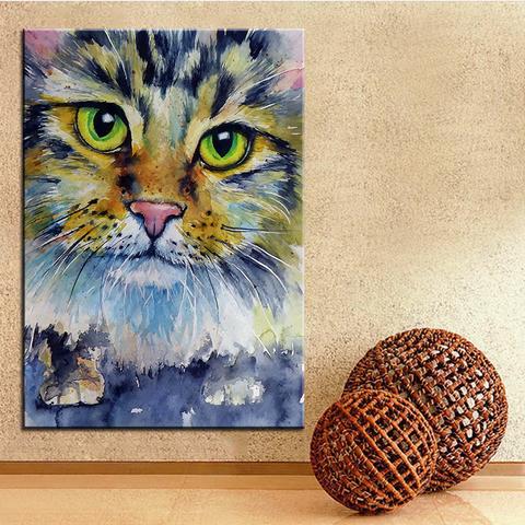 480x480 Close Up Cat Printed Oil Painting On Canvas Cats Love Life - Cat Painting Images