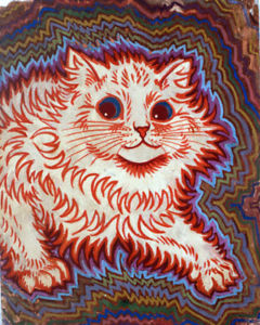 240x300 Louis Wain Psychedelic Red Amp Green Pet Cat Painting Fine Art Real - Cat Painting Images