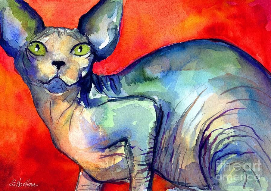 900x634 Sphynx Cat 6 Painting Painting By Svetlana Novikova - Cat Painting Images