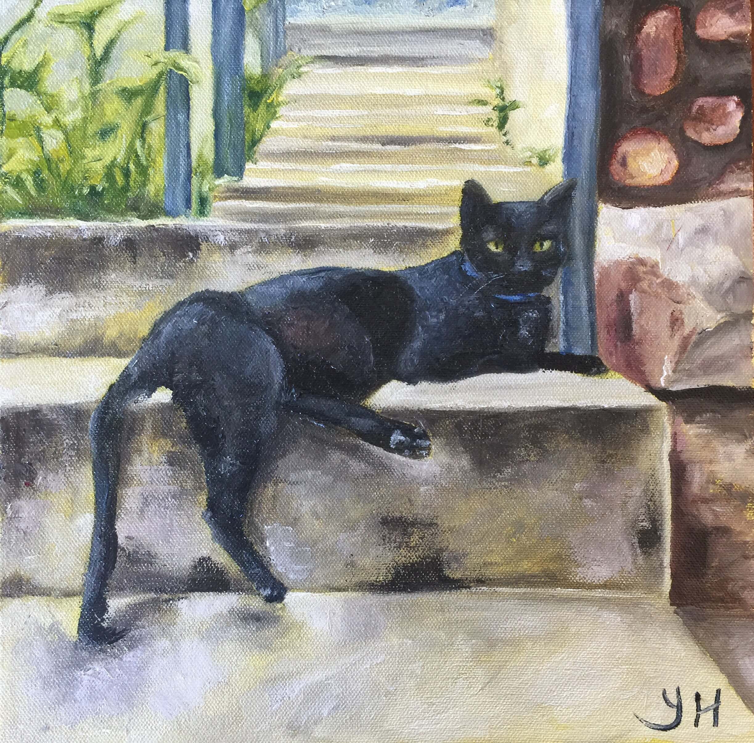 2447x2410 Oil Paintings Of Cats There's A Cat On My Stoep Oil Painting - Cat Painting Oil