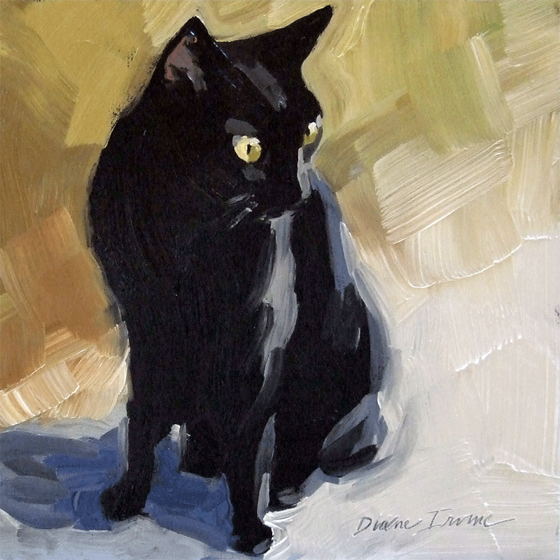 800x800 Paintings From The Parlor Black Cat Original Oil Painting - Cat Painting Oil