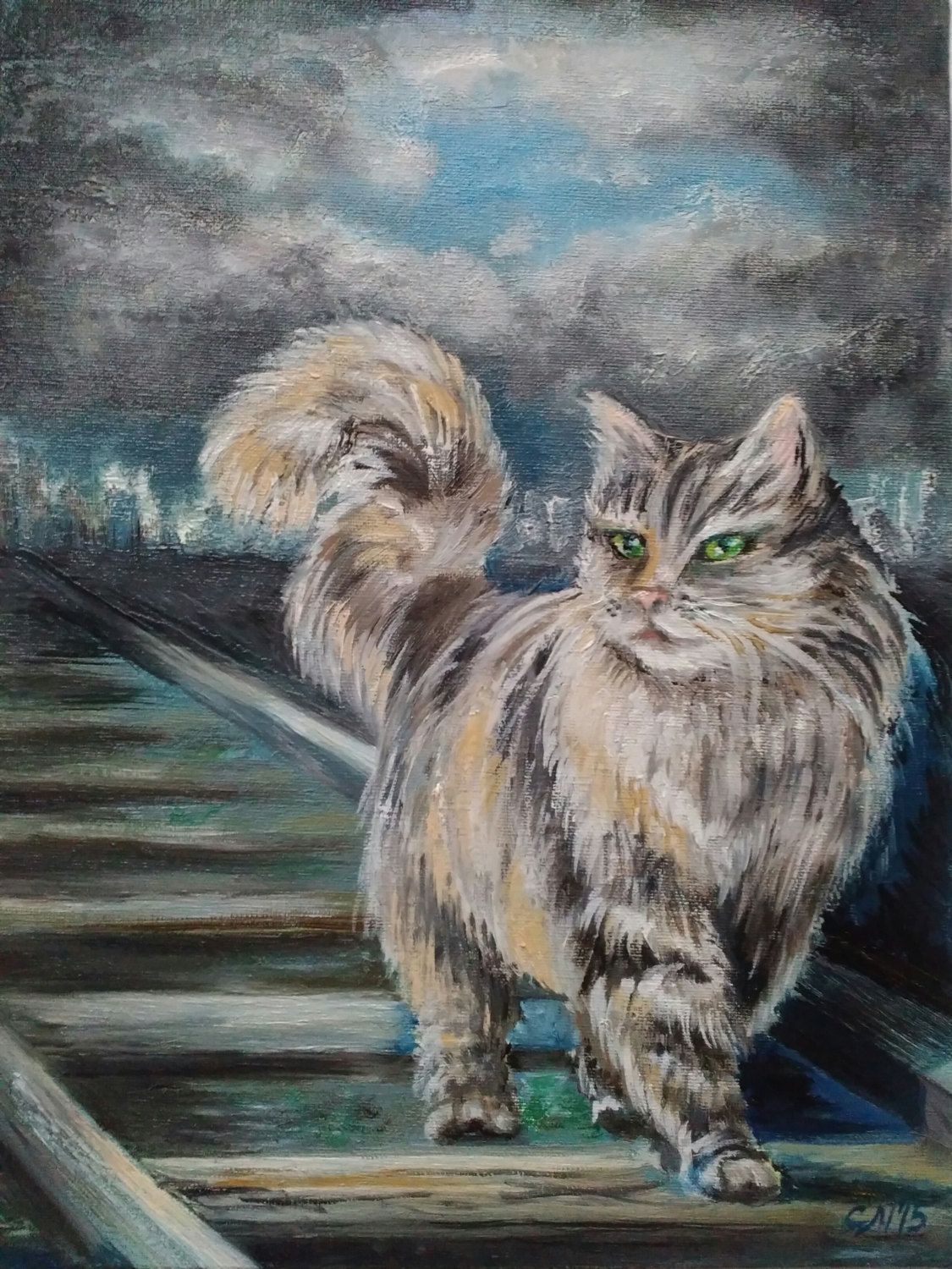 1125x1500 Original Paintings For Sale Canvas Oil Painting Cat - Cat Painting On Canvas