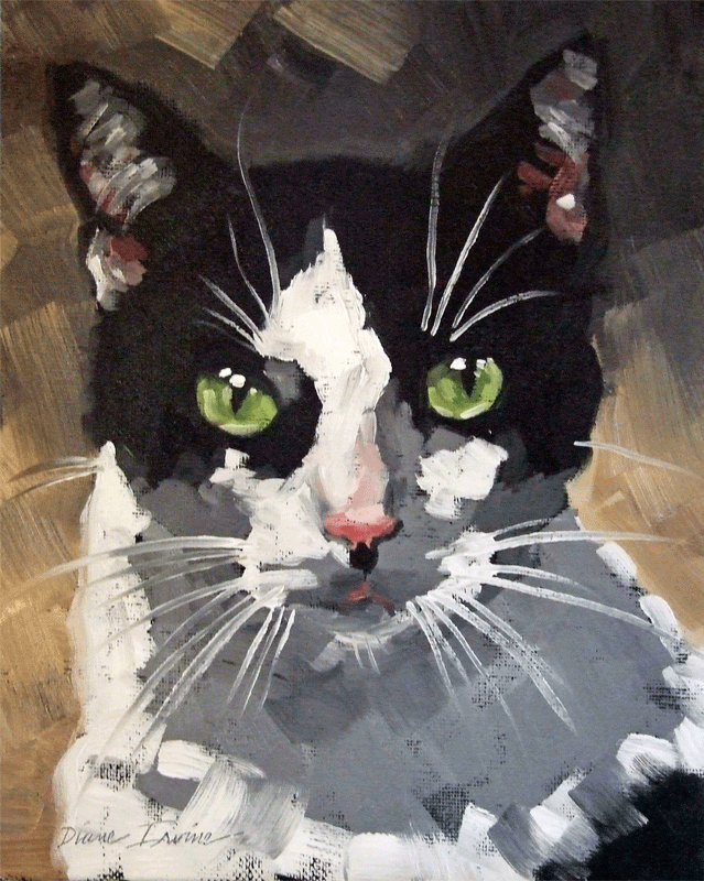639x800 Paintings From The Parlor Tuxedo Cat Original Oil Painting By - Cat Painting On Canvas