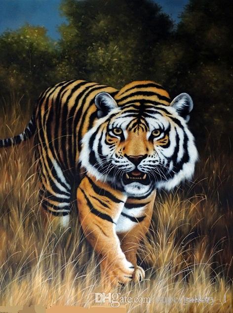 472x633 Best Framed Bengal Tiger Big Cat Hunting Endangered Species - Cat Painting On Canvas