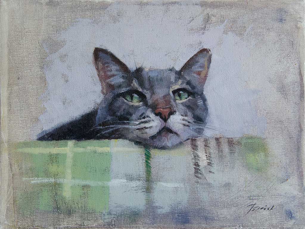 1024x768 Patrick Saunders Fine Arts - Cat Painting On Canvas