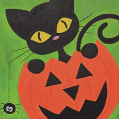 240x240 Social Artworking Halloween Cat - Cat Painting On Canvas
