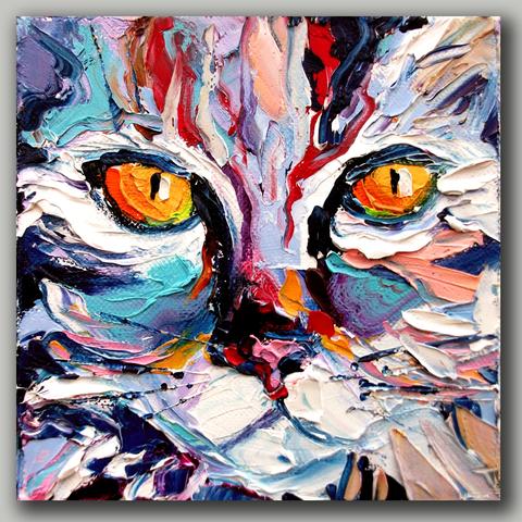 480x480 Cat Paintings Cats Love Life - Cat Painting On Canvas