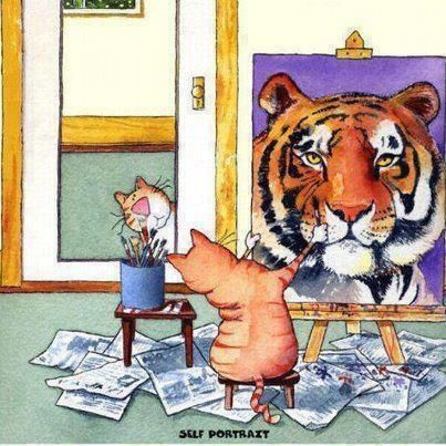 403x403 Do You Project Your Inner Tiger - Cat Painting Self Portrait