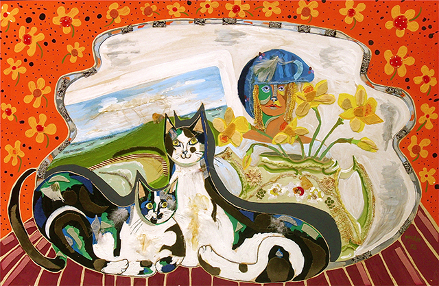 640x417 Ponckle The Cat Painter Of St Ives - Cat Painting Self Portrait