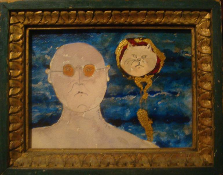 770x605 Saatchi Art Self Portrait With Sun Cat. Painting By George Vye - Cat Painting Self Portrait