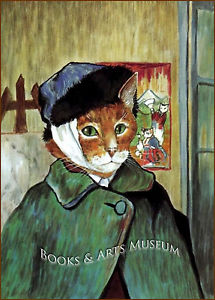 215x300 Susan Herbert Vincent Van Gogh, Self Portrait Cat Art Print - Cat Painting Self Portrait