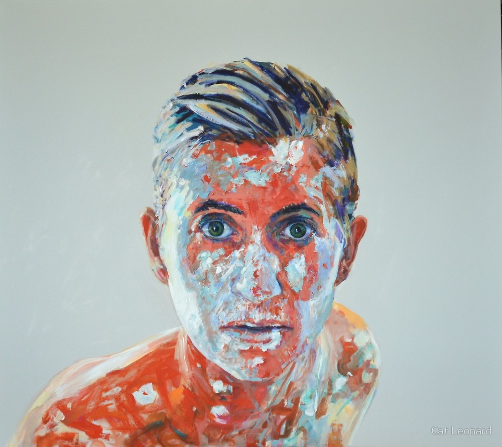 1000x890 War Paint' Self Portrait. By Cat Leonard Redbubble - Cat Painting Self Portrait