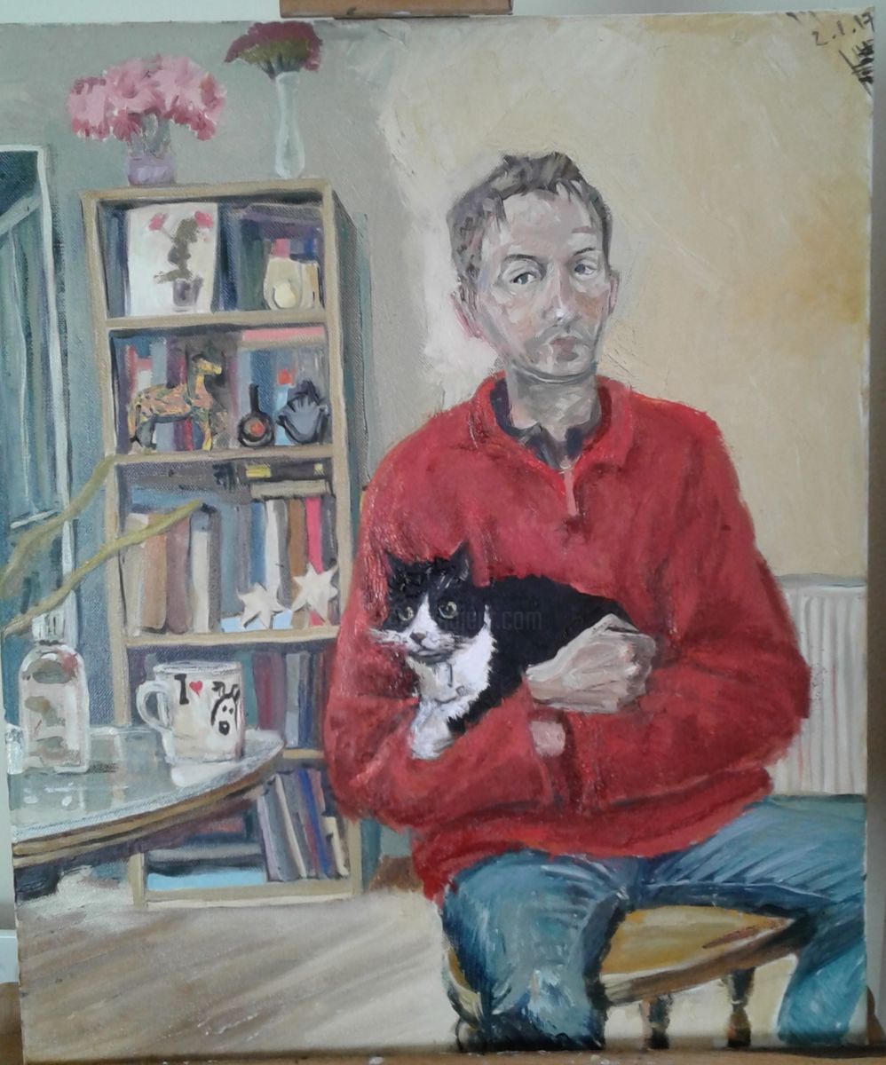 998x1200 Self Portrait Cat.jpg (Andrew Moore) - Cat Painting Self Portrait