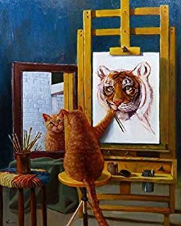 256x320 Norman Catwell By Lucia Heffernan 16x19 Humorous Funny - Cat Painting Self Portrait