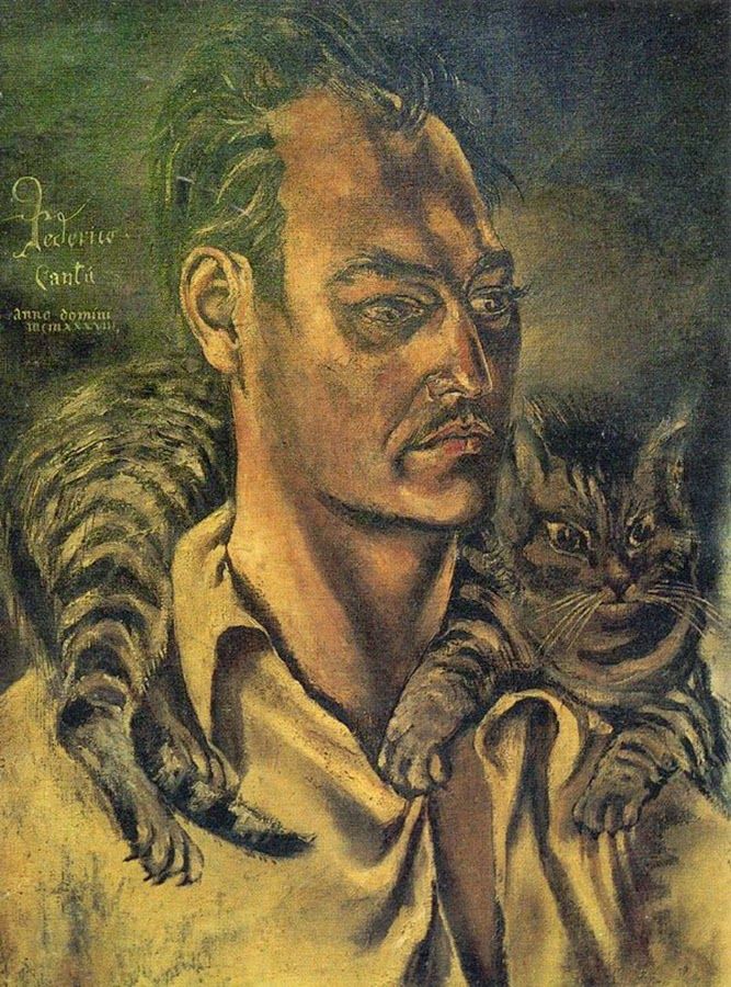 667x900 Autorretrato Con Gato, Federico Artistas Y Sus Selfies - Cat Painting Self Portrait