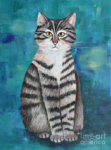 222x300 Domestic Tiger Cat Paintings Fine Art America - Cat Painting Tiger
