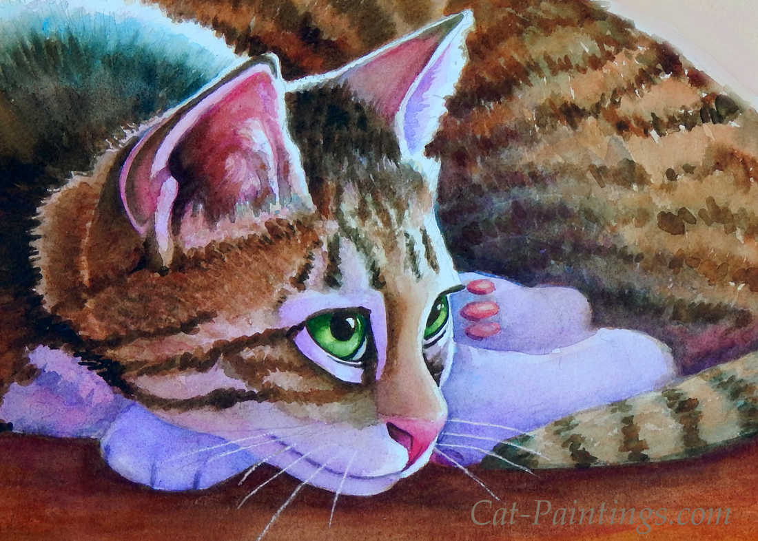 1100x786 Tiger Cat Portrait - Cat Painting Tiger