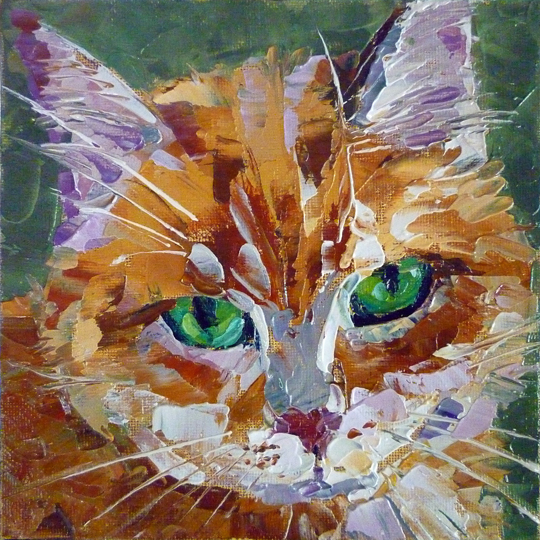 1080x1081 Ann Gorbett Palette Knife Painting Tiger Cat - Cat Painting Tiger