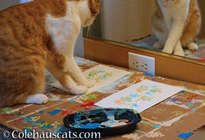 400x273 Quint, The Kitty Who Paints, And Art For Odette ~ The Creative Cat - Cat Paw Painting