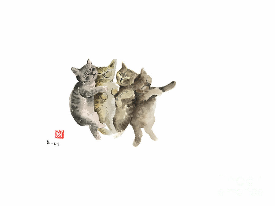 900x674 Cat Cats Photo Picture Brown Gray Little Funny Pic Meow Watercolor - Cat Watercolor Painting