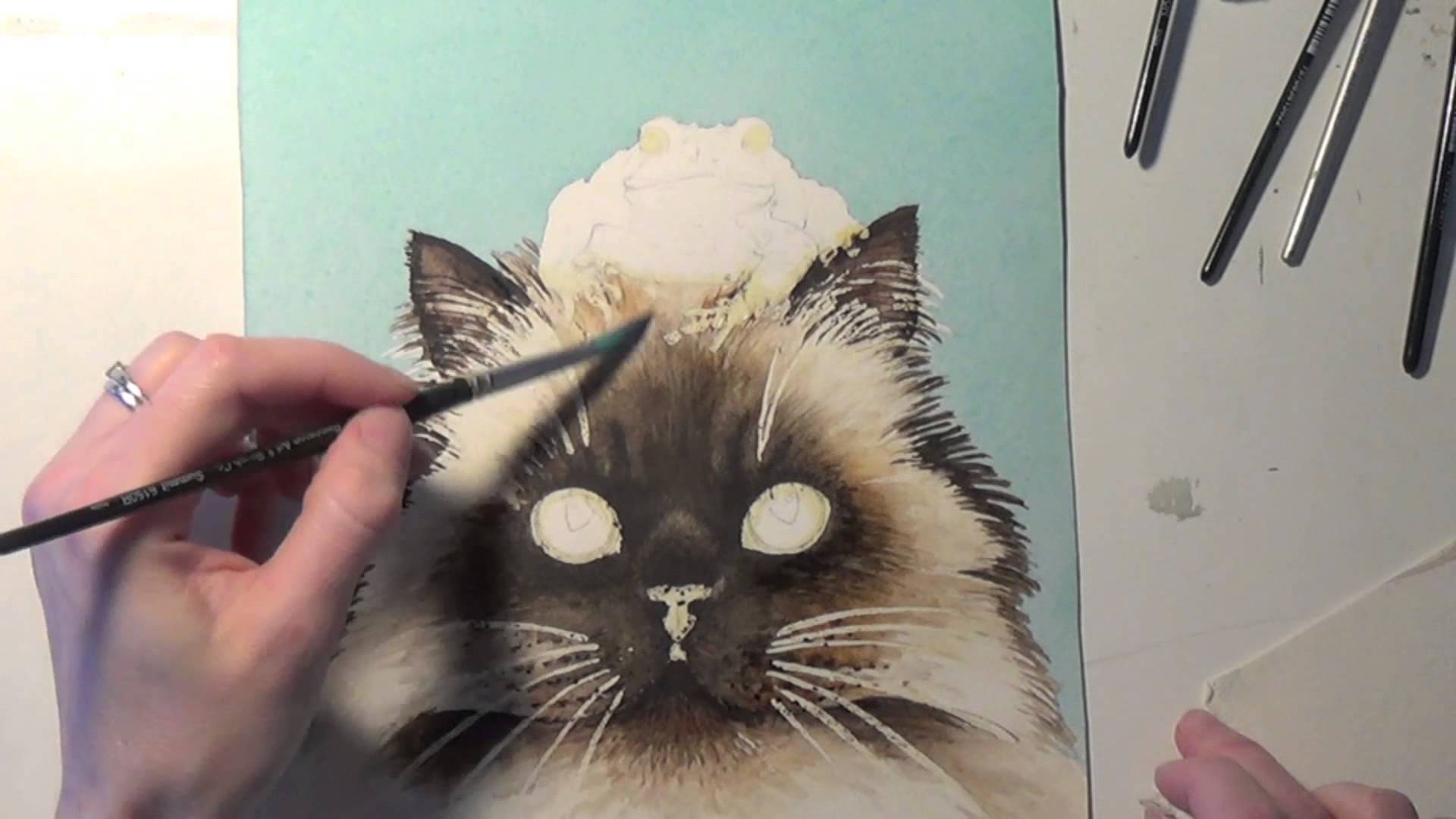 1920x1080 The Dramatic Watercolor Painting Of A Cat By Tracy Lizotte - Cat Watercolor Painting