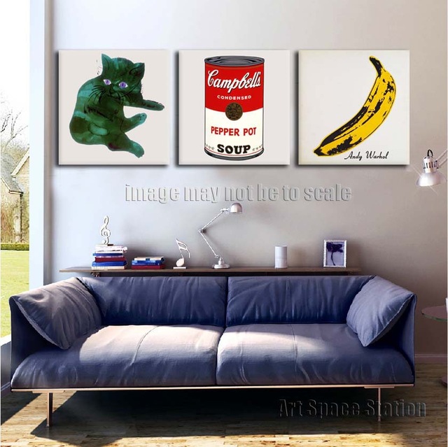 640x639 Framed Painting Hd Print Pop Art Poster Campbell's Soup Can Pepper - Cat With Banana Painting