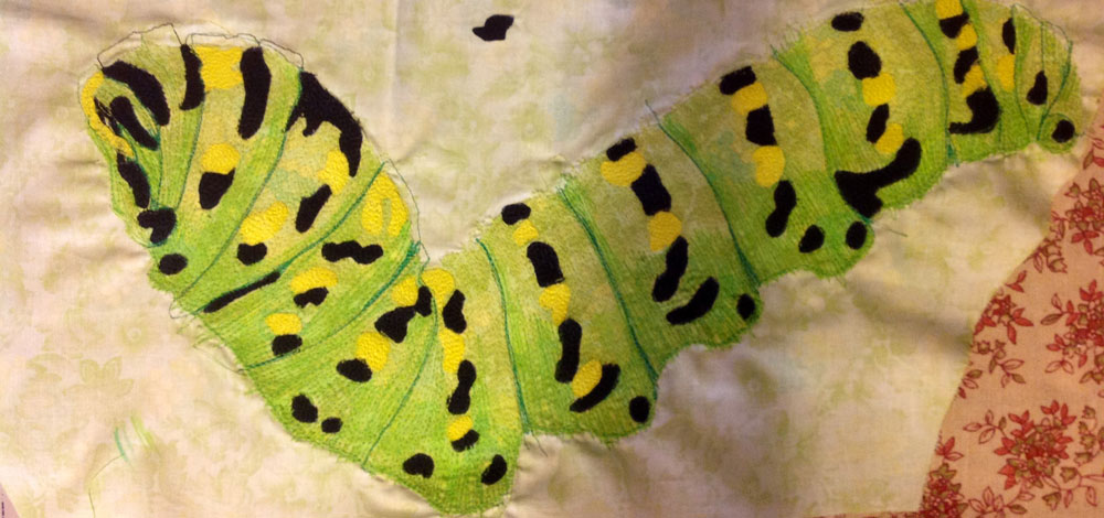 1000x470 Fabricating Nature With Marilyn Wall Working On The Caterpillar - Caterpillar Painting