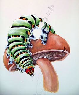 267x320 Smoking Caterpillar Painting Progress 1 - Caterpillar Painting