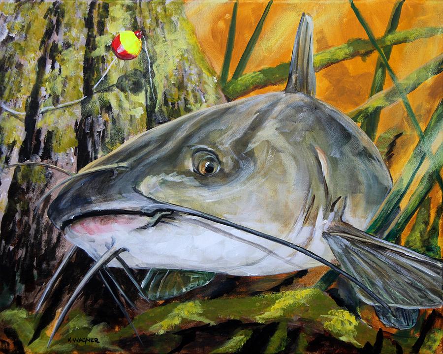 900x720 Channel Catfish Painting By Karl Wagner - Catfish Painting