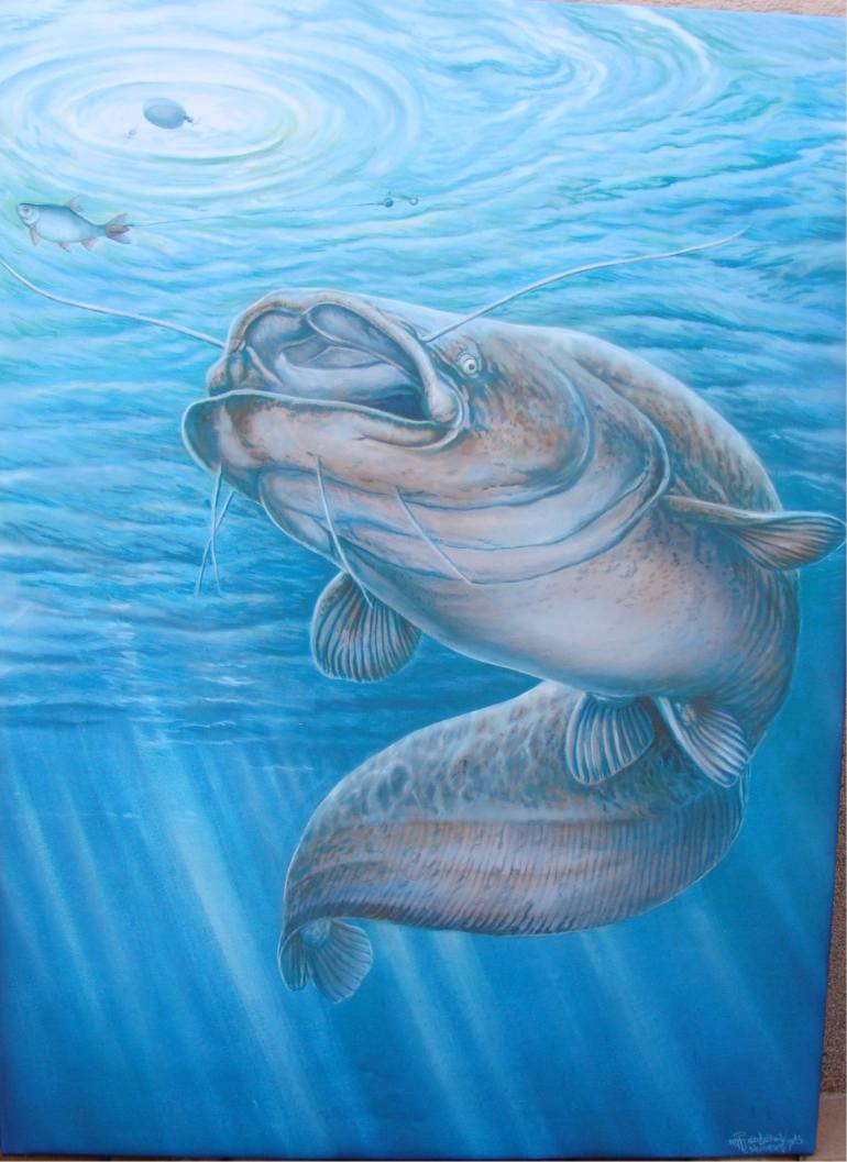 770x1057 Saatchi Art Fisshermans Dream Catfish Painting By Rene Surda - Catfish Painting