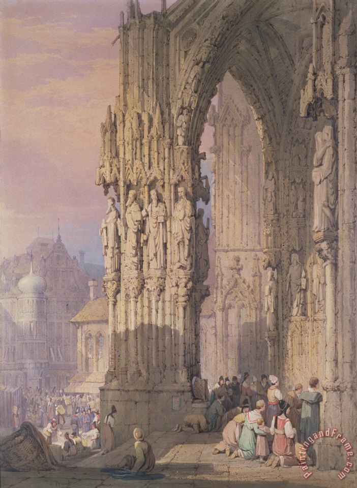 702x960 Samuel Prout Porch Of Regensburg Cathedral Painting - Cathedral Painting
