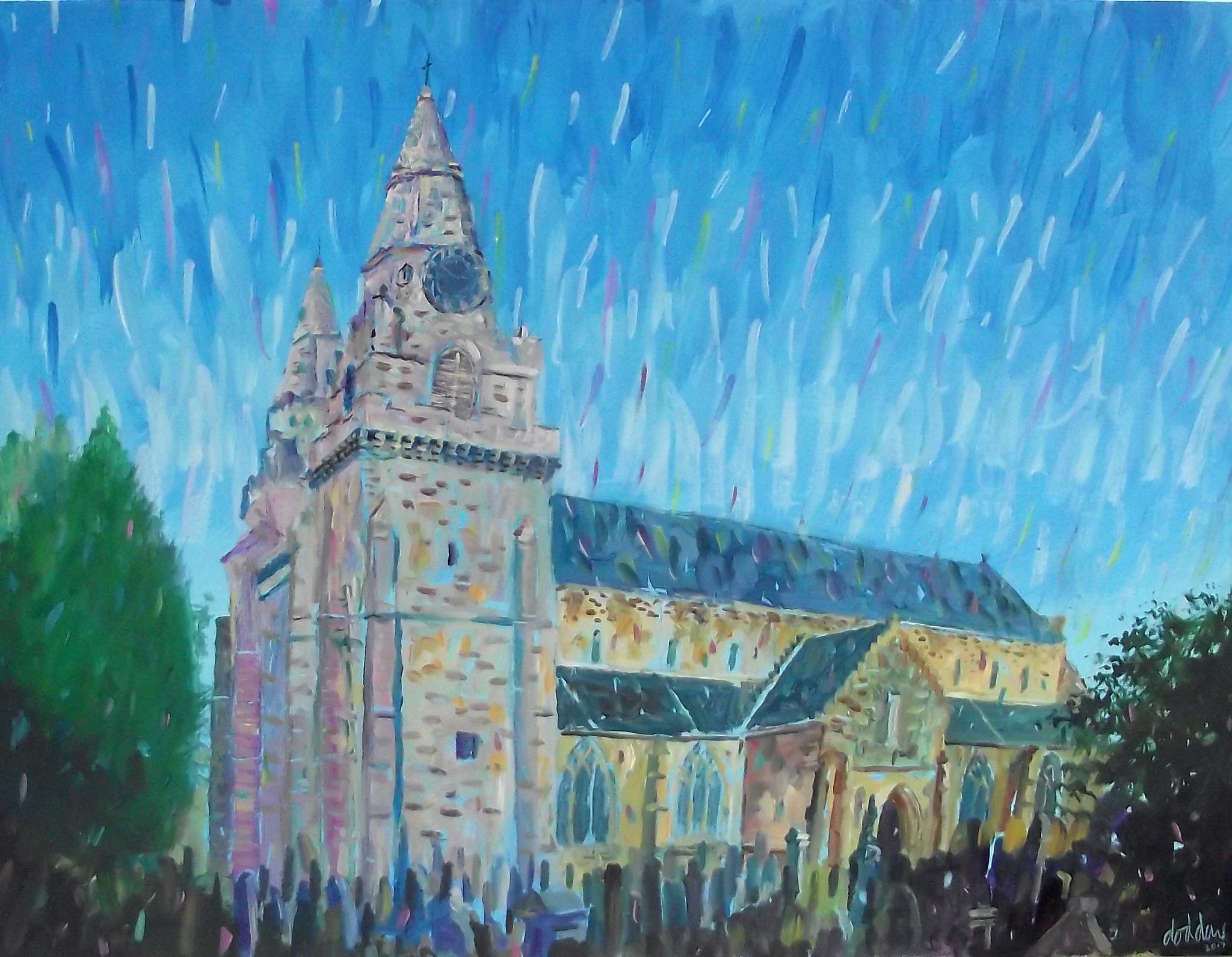 2048x1591 St Machar Cathedral Oil Painting - Cathedral Painting