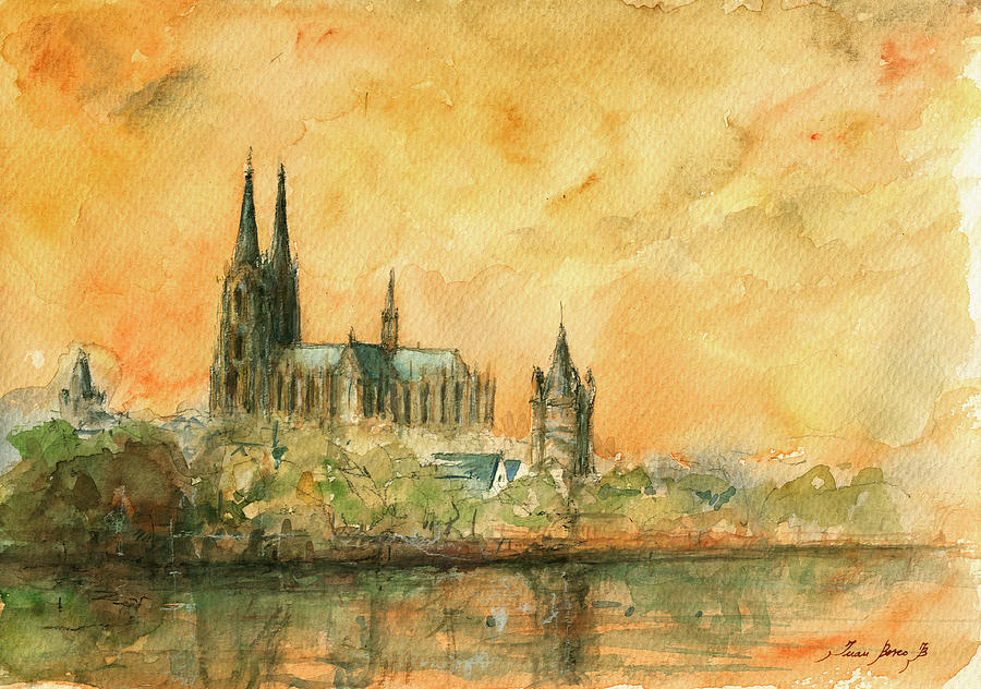 900x632 Cologne Cathedral Painting By Juan Bosco - Cathedral Painting
