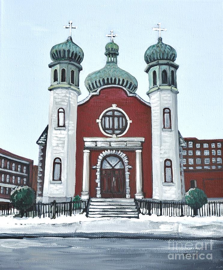 743x900 Holy Spirit Ukrainian Catholic Church Pointe St. Charles Painting - Catholic Church Painting