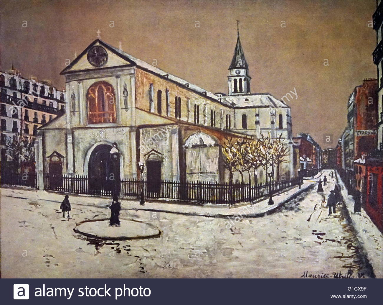1300x1034 Painting Of Notre Dame De Clignancourt, A Roman Catholic Church - Catholic Church Painting
