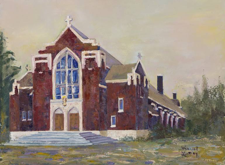 770x565 Saatchi Art St. John Paul Ii Parish Holy Rosary Catholic Church - Catholic Church Painting