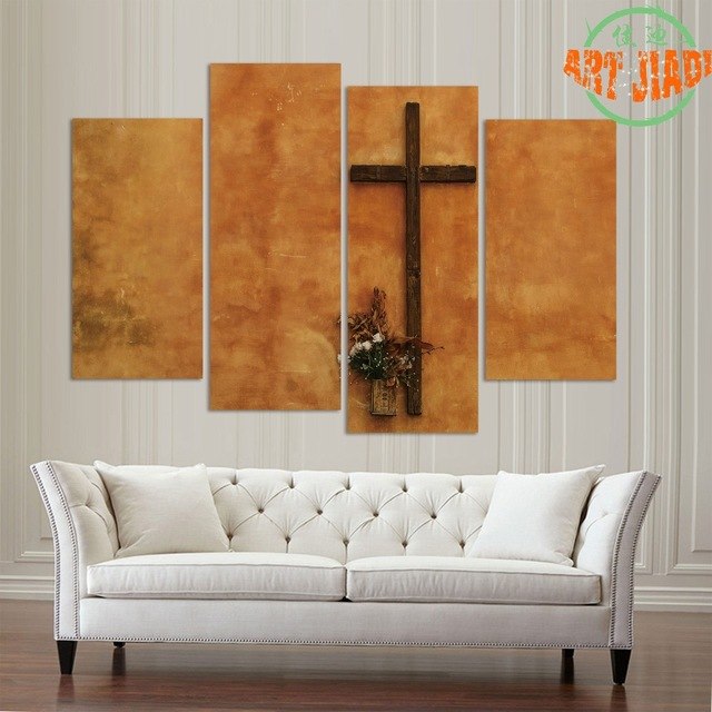 640x640 New 4 Piecesset Canvas Art 4 Panels Catholic Cross On The Wall - Catholic Cross Painting