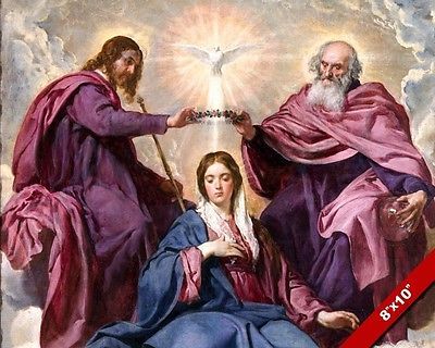 400x320 Coronation Of The Virgin Mary Painting Roman Catholic Art Real - Catholic Painting
