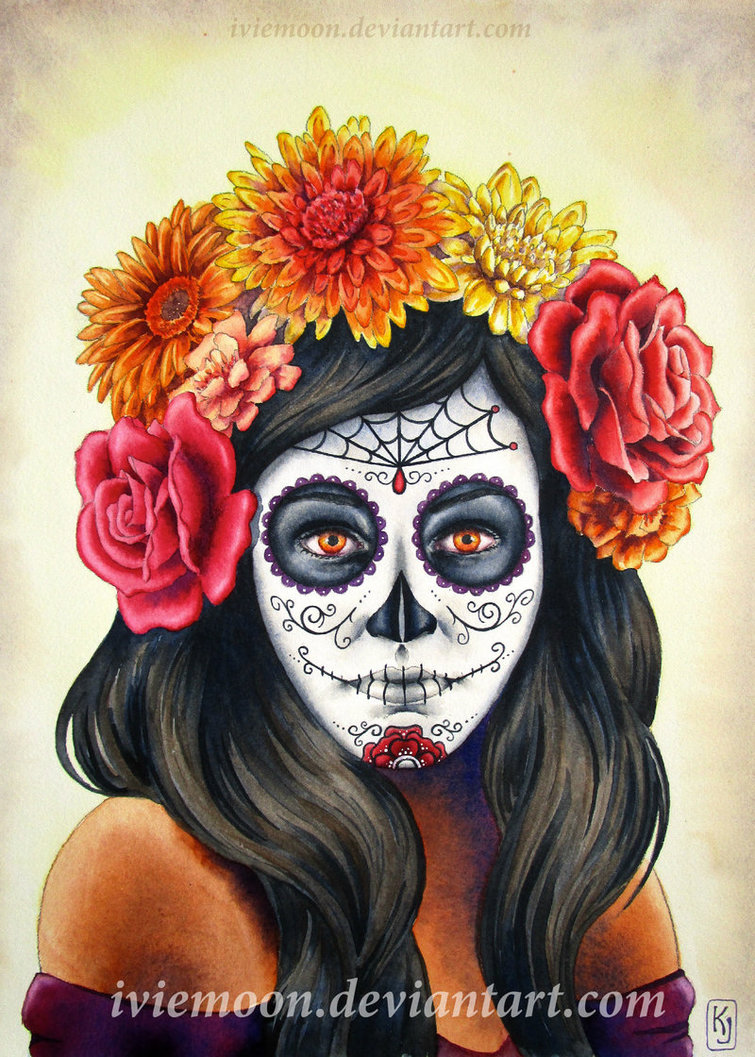 755x1057 La Catrina Ii By Iviemoon - Catrina Painting