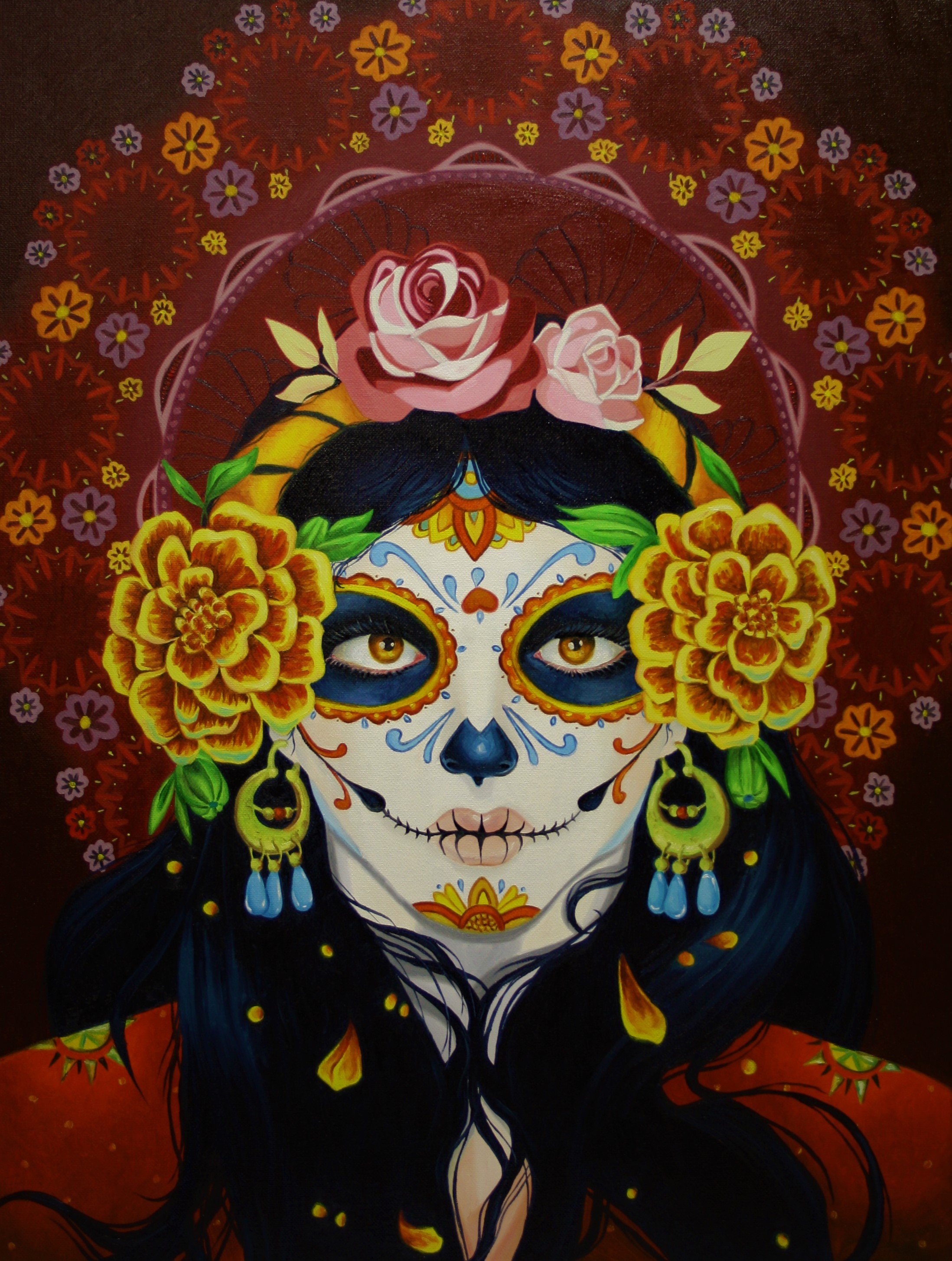 2196x2908 La Catrina Oil Painting On Canvas Alejandra Reyes Art - Catrina Painting