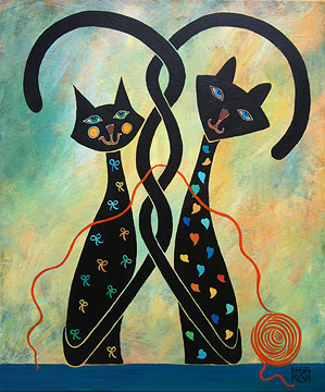 299x360 Contemporary Cat Paintings - Cats Painting Pictures
