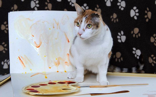 620x387 Meet Van Gogh, The One Eared Painting Cat! Life With Cats - Cats Painting Pictures