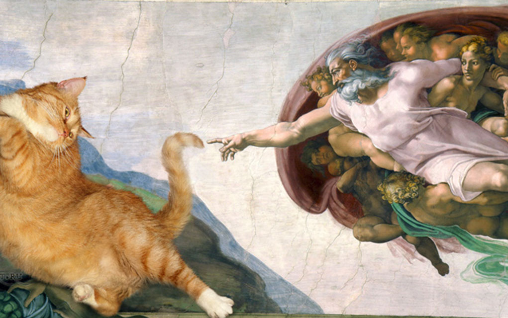 1021x640 She Added Her Fat Cat Into Classical Paintings - Cats Painting Pictures