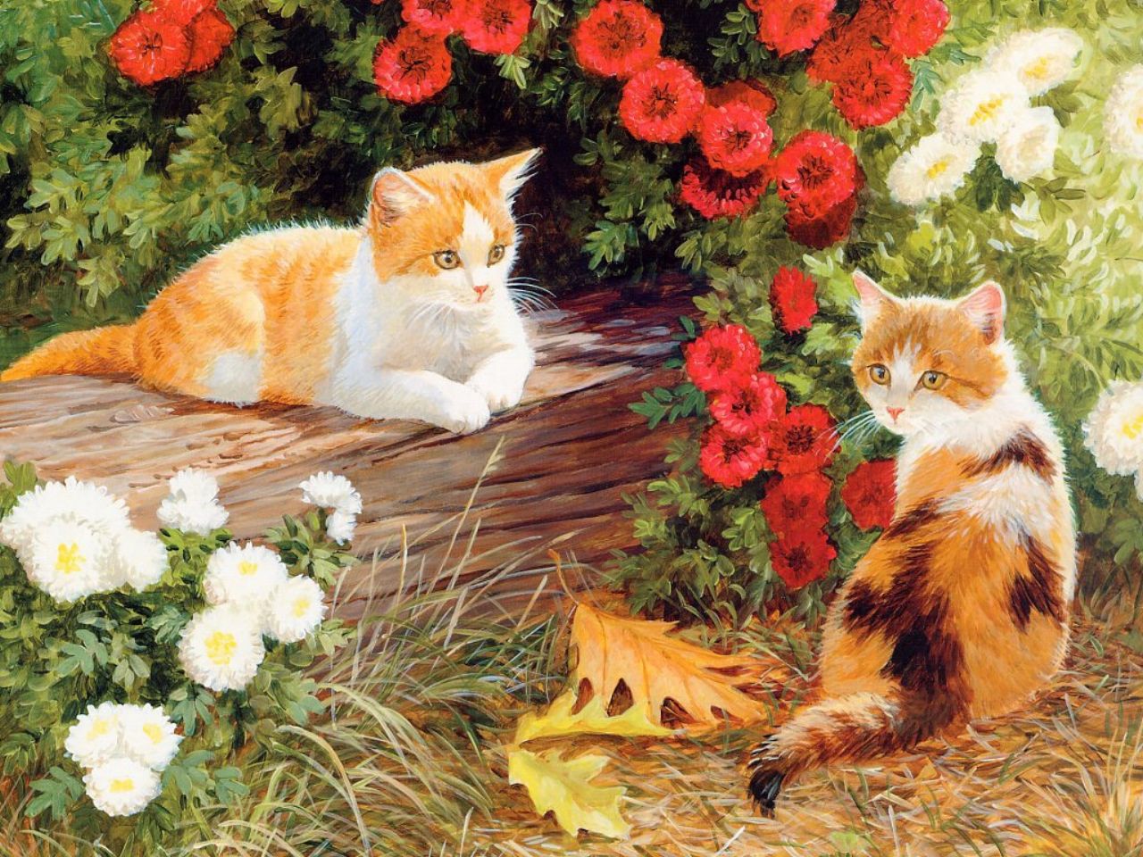 1280x960 Wallpapers Cats Animals Painting Art - Cats Painting Pictures
