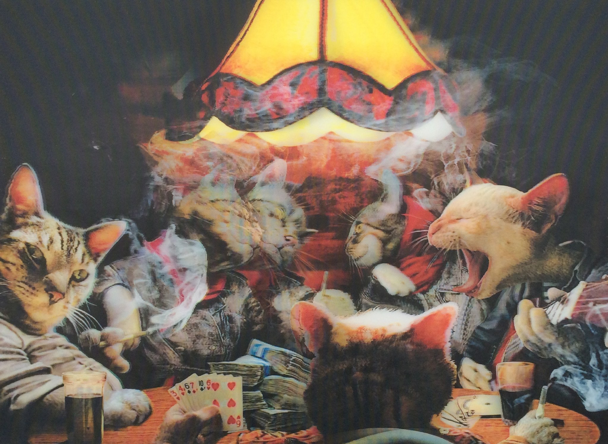 2048x1497 Dc 23 Cats Poker Game 3d Picture - Cats Playing Cards Painting